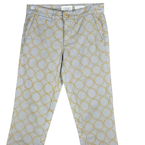 Chino by Anthropologie Pants Womens 25 Embroidered Circle Relaxed Fit Casual - Picture 2 of 9